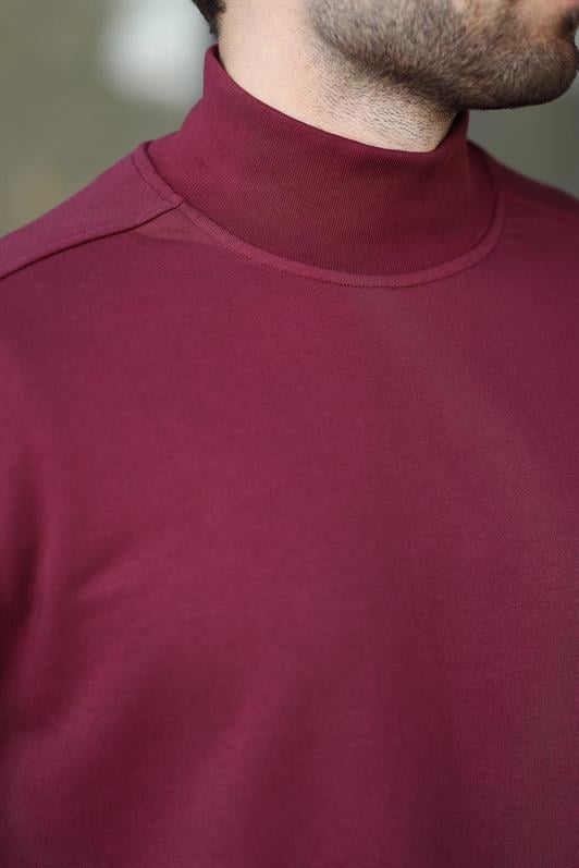 MDX Burgundy Half Fisherman Collar Men's Basic Sweatshirt E7158 - Salisbury