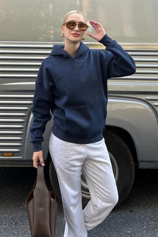 MDX Navy Blue Hooded Oversized Sweatshirt with Pockets MG2206 - Renton