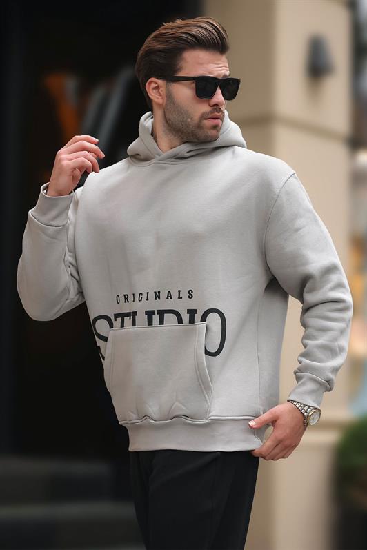 MDX Hooded Sweatshirt with Printed Pocket Detail in Gray E7076 - Eastvale