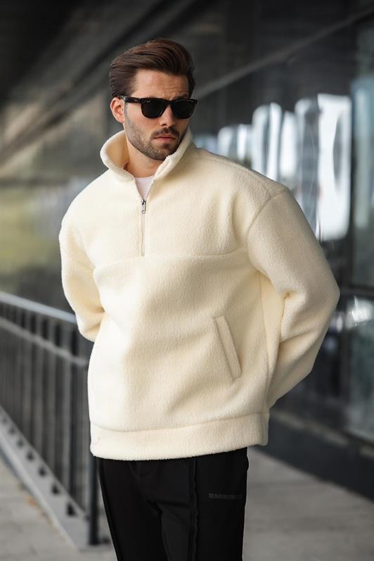 MDX Ekru Yarım Fermuarlı Dik Yaka Polar Sweatshirt E7165 - Leganés