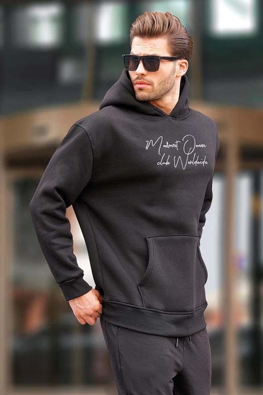 MDX Black Hooded Pocket Detailed Printed Men's Sweatshirt 7064 - Tübingen