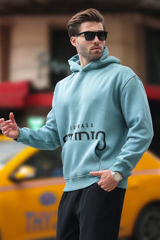 MDX Blue Hooded Printed Pocket Detail Sweatshirt E7076 - Torrevieja