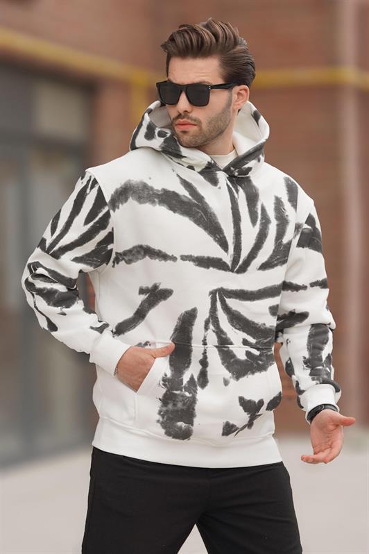 MDX Ecru Hooded Pocket Detailed Printed Men's Sweatshirt 7087 - Gotha