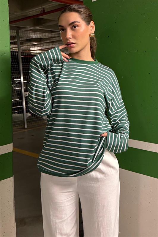MDX Yeşil Çizgili Sweatshirt MG2572 - Grand Prairie