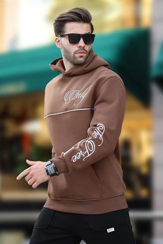 MDX Brown Hooded Men's Sweatshirt with Stripe Detail Print 7091 - Sparks