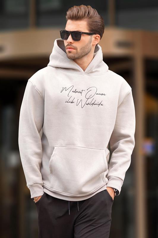 MDX Hooded Printed Men's Sweatshirt with Pocket Detail in Gray 7064 - Maple Grove