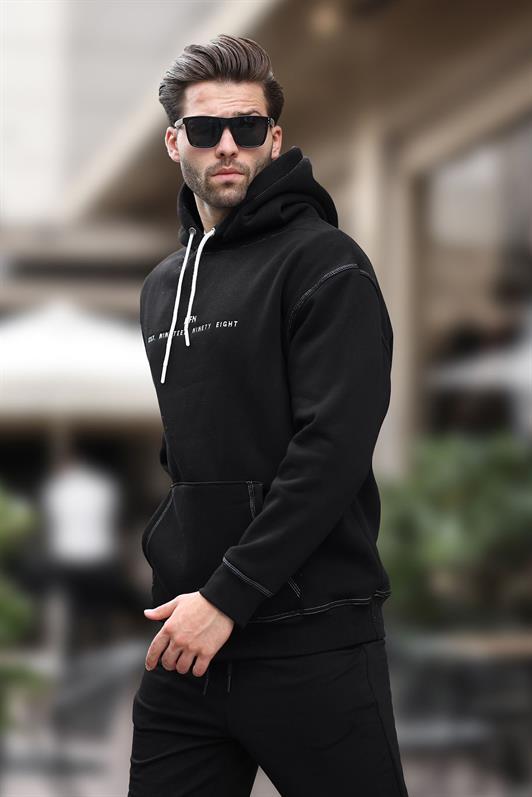 MDX Black Hooded Embroidered Detail Pocketed Men's Sweatshirt 7066 - Leavenworth