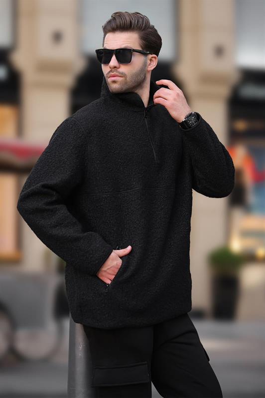 MDX Black Stand Collar Half Zip Buckle Sweatshirt 7084 - Mission