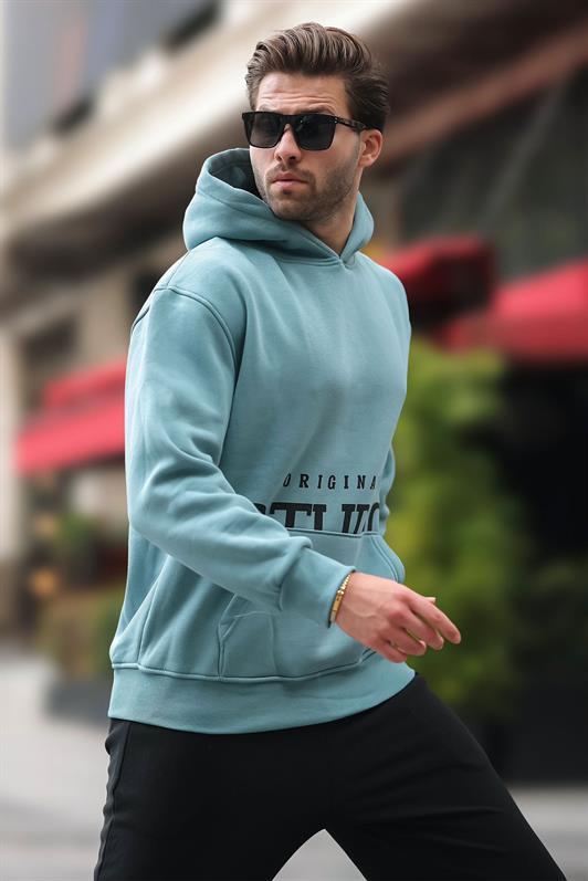 MDX Blue Hooded Printed Pocket Detail Sweatshirt E7076 - Torrevieja