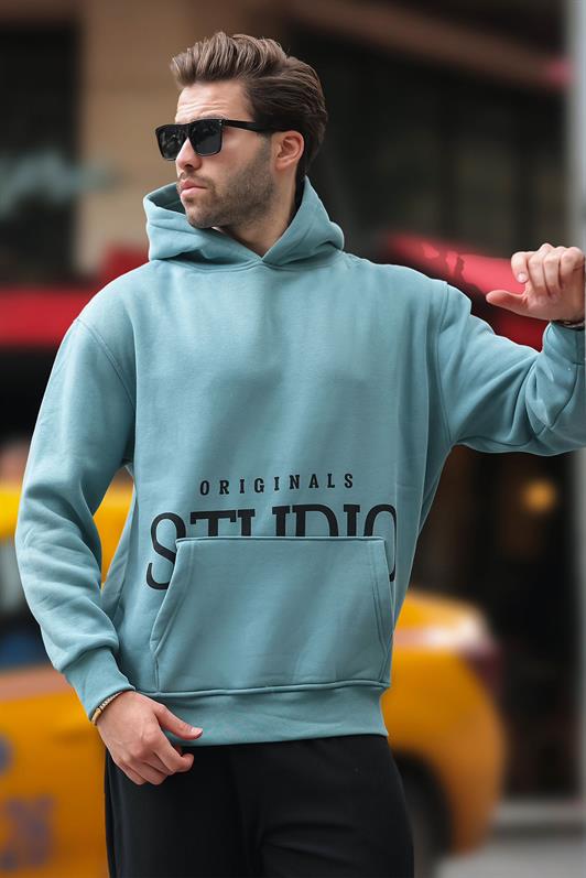 MDX Blue Hooded Printed Pocket Detail Sweatshirt E7076 - Torrevieja