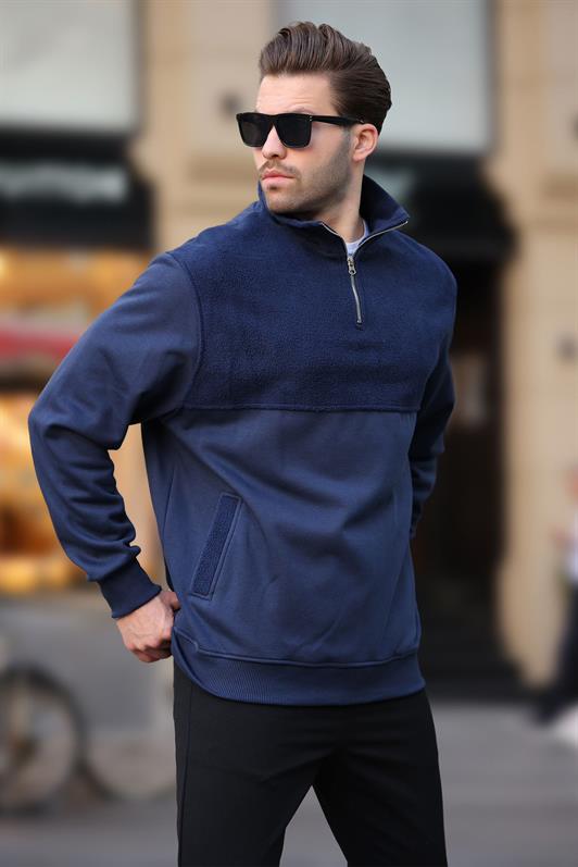 MDX Navy Blue High Neck Half Zip Polar Sweatshirt 7096 - Mainz