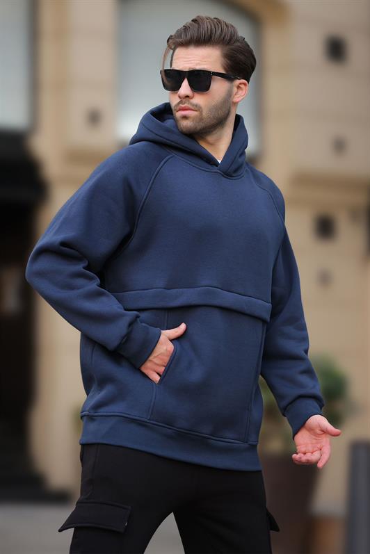 MDX Navy Blue Hooded Pocket Detailed Men's Sweatshirt 7092 - Azuqueca de Henares