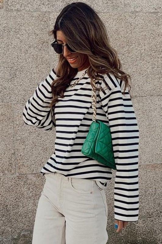 MDX Beyaz Çizgili Sweatshirt MG2572 - Geldern