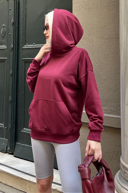 MDX Burgundy Oversized Pocket Sweatshirt MG2207 - Pavlohrad