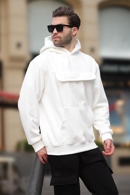 MDX Ecru Hooded Hooded Pocket Detailed Polar Men's Sweatshirt 7097 - Dijon