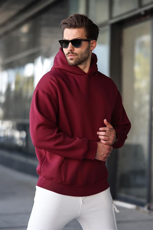 MDX Bordo Kapüşonlu Kanguru Cep Erkek Sweatshirt E7169 - Hoover
