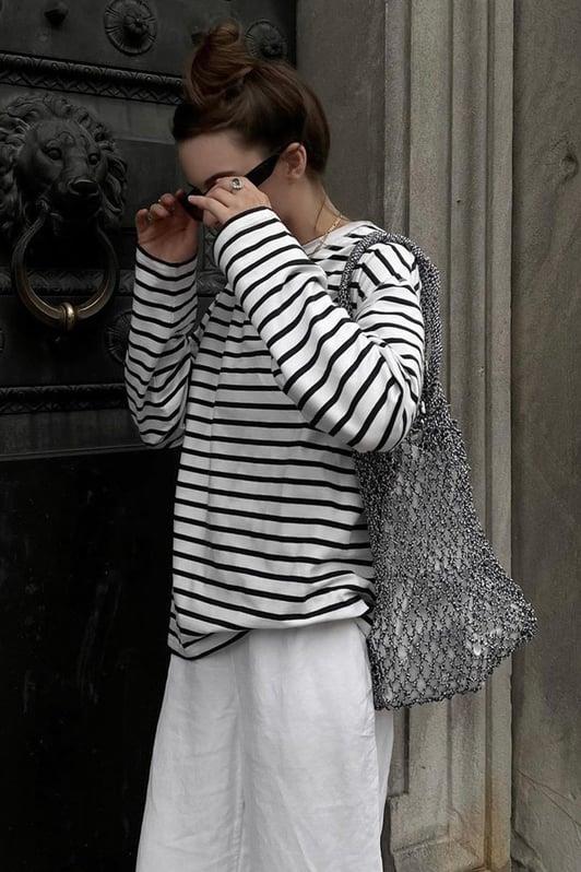 MDX Beyaz Çizgili Sweatshirt MG2572 - Geldern