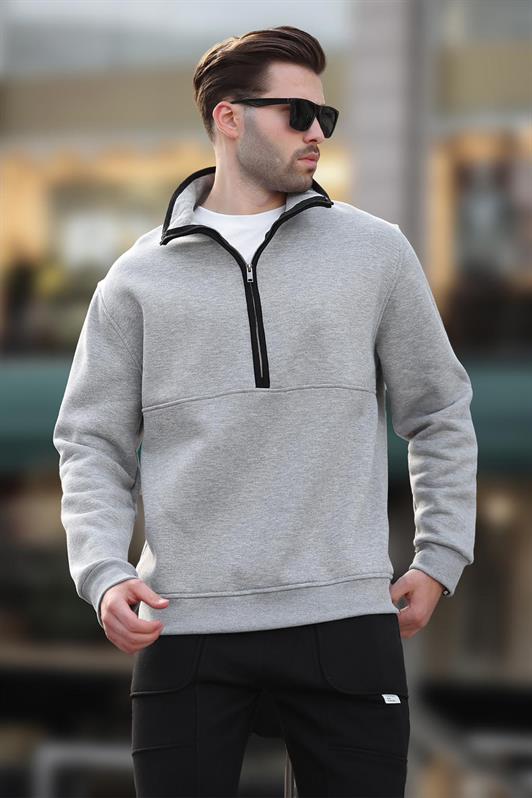 MDX Gray Turtleneck Half-Zip Sweatshirt 7079 - Franconville