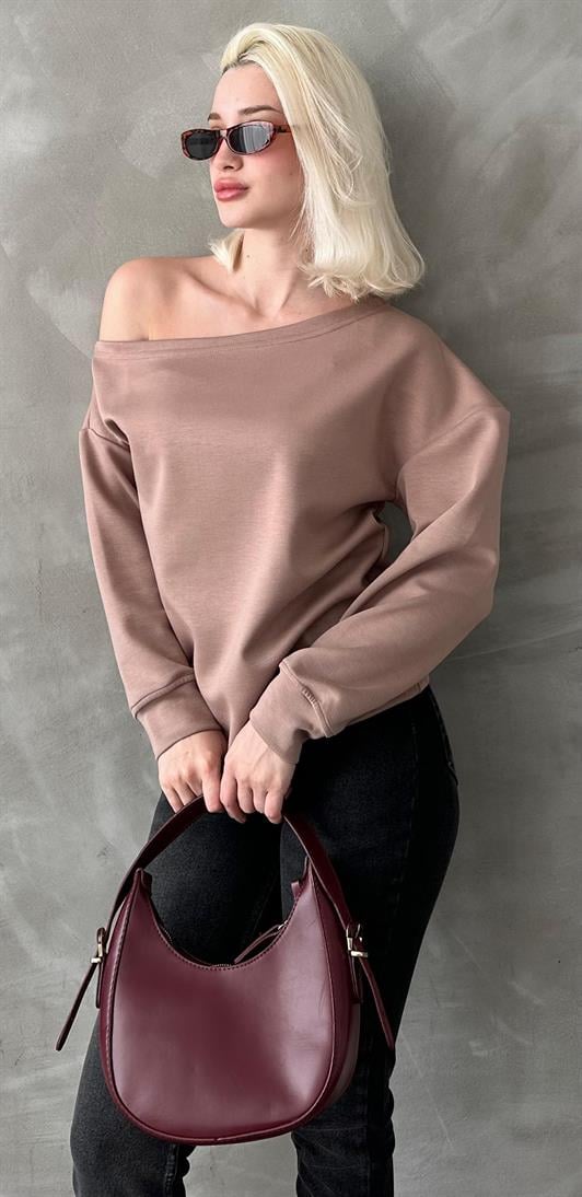MDX Beige Boat Neck Basic Sweatshirt MG2228 - Novato