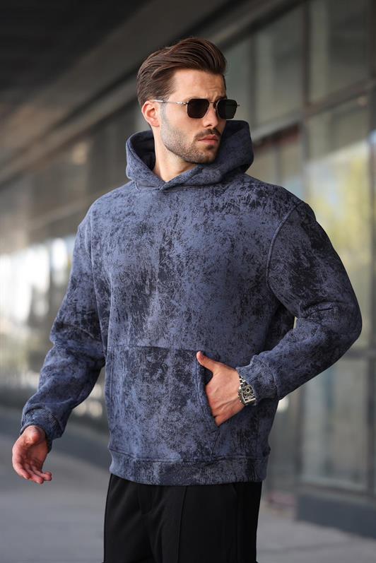 MDX Navy Patterned Hooded Men's Sweatshirt E7167 - Atascocita