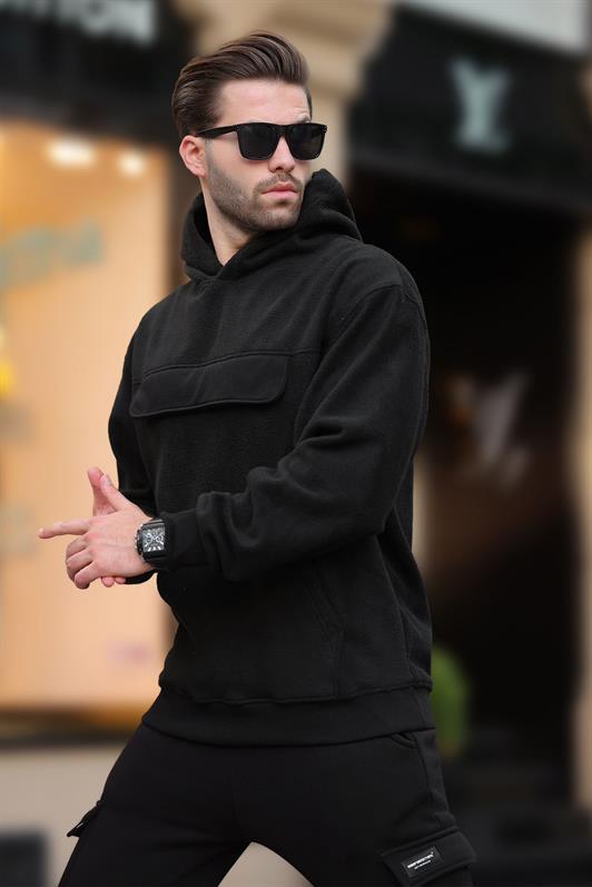 MDX Black Hooded Hooded Pocket Detailed Men's Sweatshirt 7097 - Ocozocoautla de Espinosa