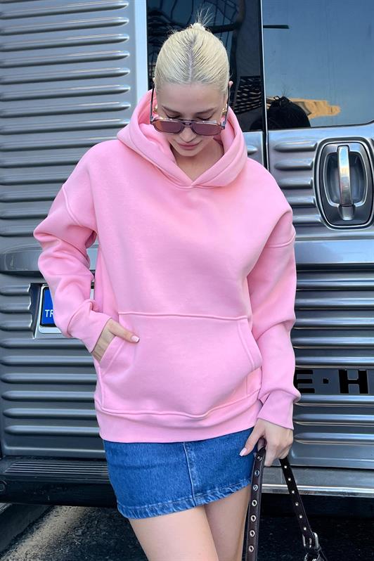 MDX Pink Hooded Oversized Pocketed Sweatshirt MG2206 - Mitrovicë