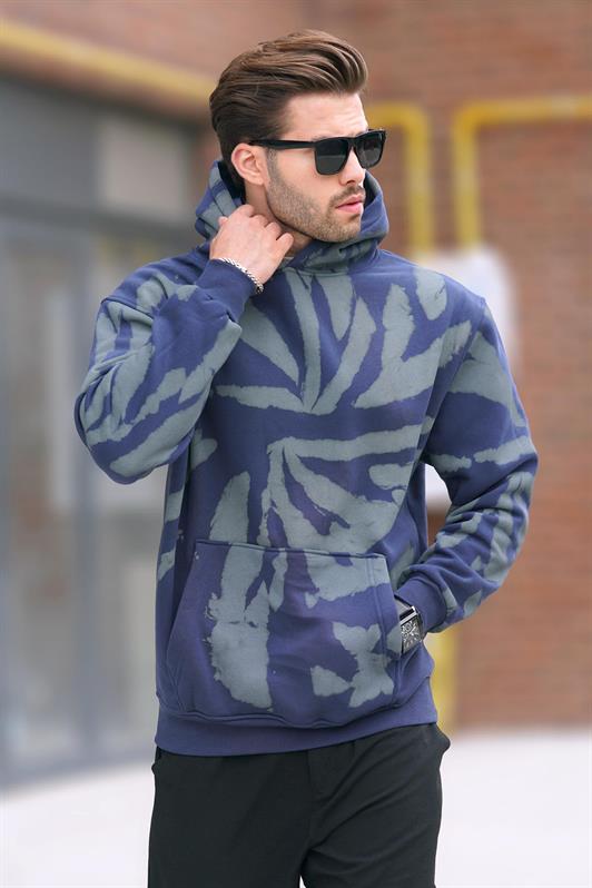 MDX Navy Hooded Pocket Detailed Printed Men's Sweatshirt 7087 - Rotherham