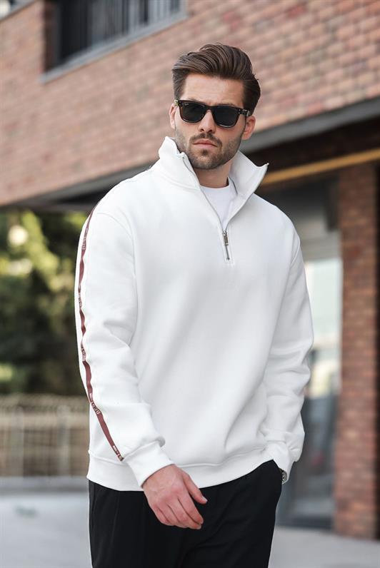 MDX Ecru Half Zip Fisherman Collar Men's Sweatshirt E7164 - Delano