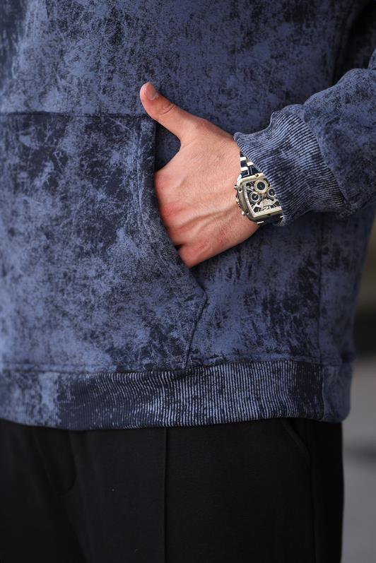 MDX Navy Patterned Hooded Men's Sweatshirt E7167 - Atascocita