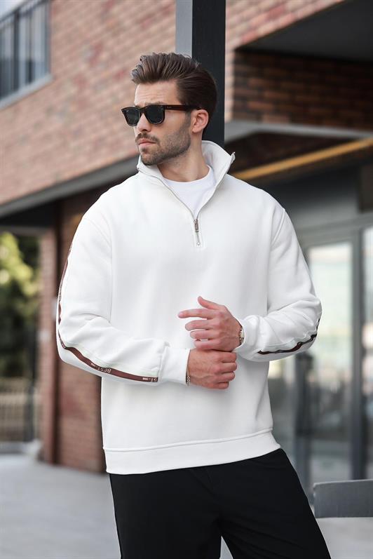 MDX Ecru Half Zip Fisherman Collar Men's Sweatshirt E7164 - Delano