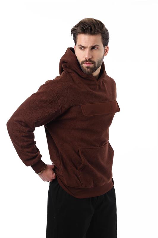 MDX Painful Brown Hooded Hooded Pocket Detailed Polar Men's Sweatshirt 7097 - Póvoa de Varzim