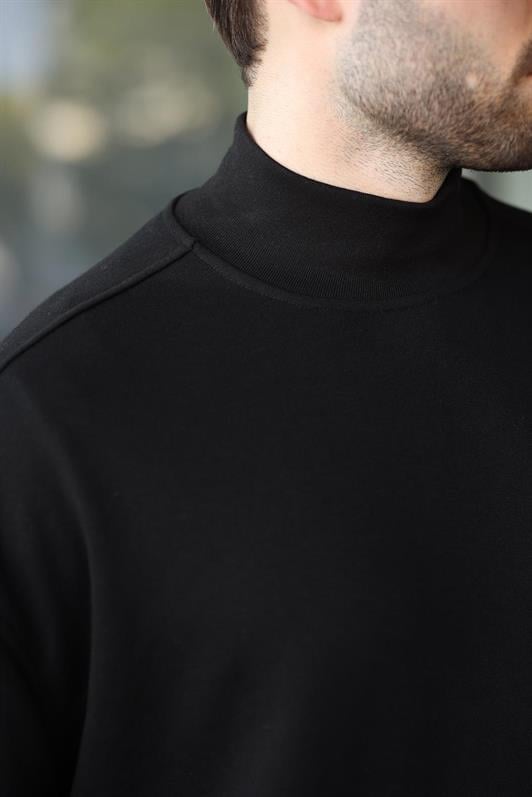 MDX Black Half Fisherman Collar Men Basic Sweatshirt E7158 - Irvington