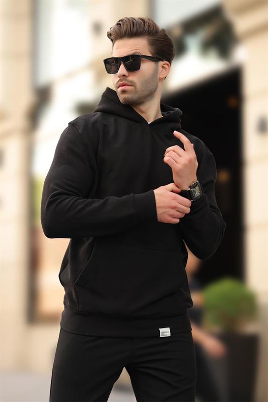 MDX Black Hooded Sweatshirt with Pocket Detail 7095 - Apaseo el Alto