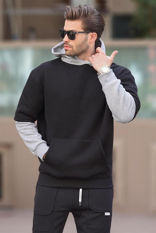 MDX Black Hooded Men's Sweatshirt with Pocket Detail 7071 - Gera