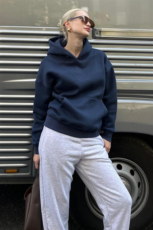 MDX Navy Blue Hooded Oversized Sweatshirt with Pockets MG2206 - Renton