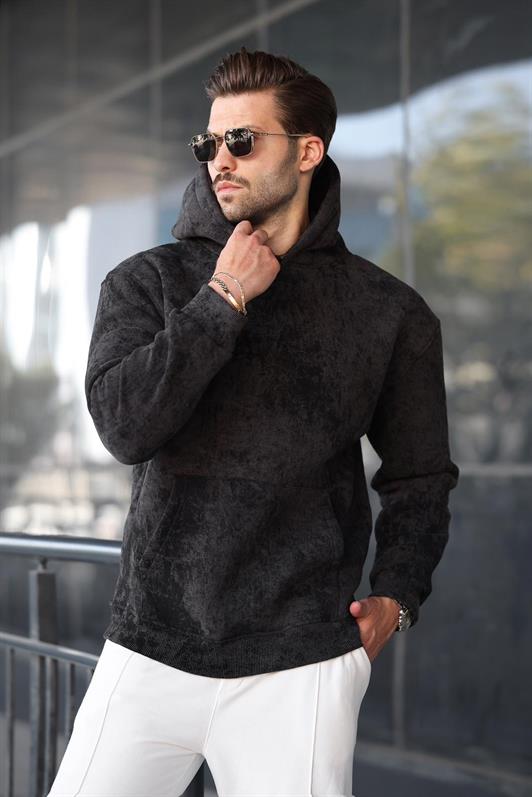 MDX Black Patterned Hooded Men's Sweatshirt E7167 - League City