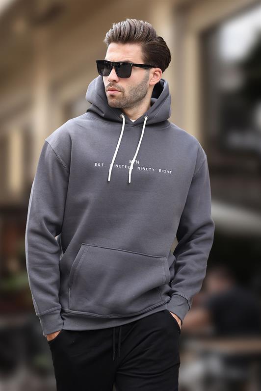 MDX Men's Smoke Hooded Embroidered Detail Pocket Sweatshirt 7066 - Ciudad de Allende