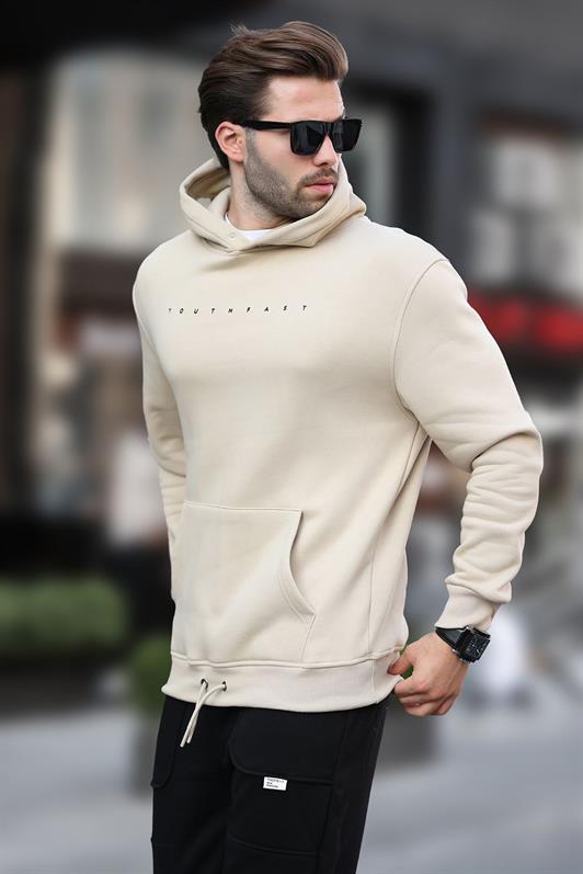 MDX Beige Hooded Printed Men's Sweatshirt 7077 - Memphis