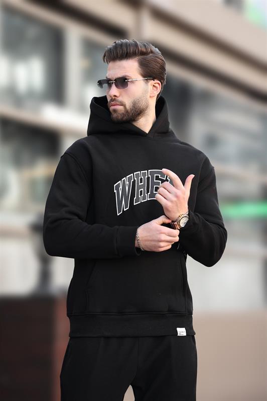 MDX Black Hooded Printed Pocket Detail Men's Sweatshirt E7065 - Spring Valley