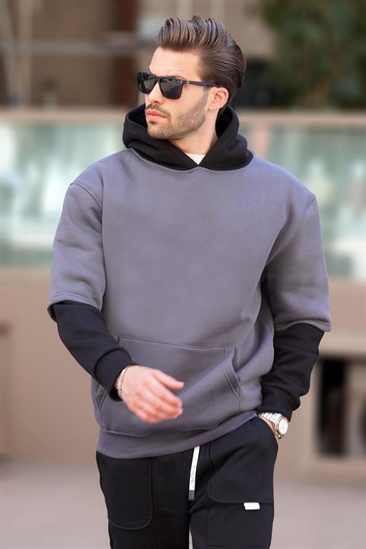 MDX Men's Smoke Hooded Pocket Detailed Sweatshirt 7071 - Irvington
