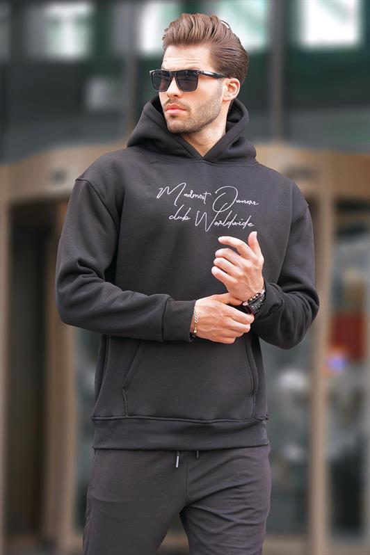 MDX Black Hooded Pocket Detailed Printed Men's Sweatshirt 7064 - Tübingen