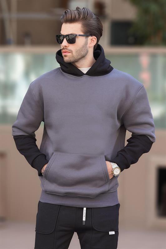 MDX Men's Smoke Hooded Pocket Detailed Sweatshirt 7071 - Irvington