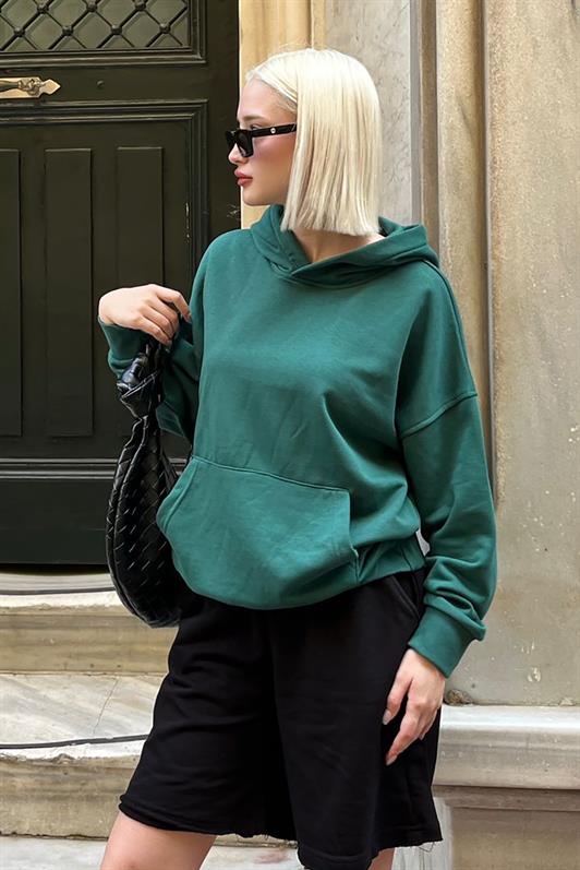 MDX Dark Green Hooded Oversized Pocket Sweatshirt MG2207 - Berdychiv