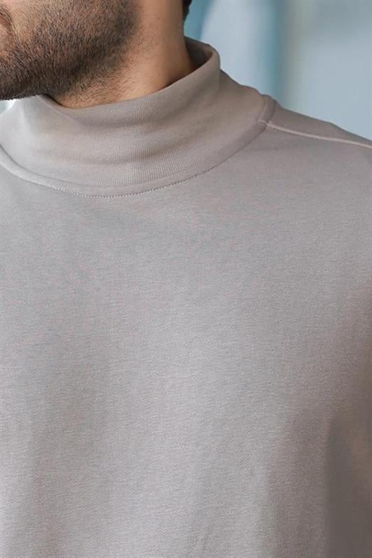 MDX Painted Gray Half Fisherman Collar Men's Basic Sweatshirt E7158 - Actopan