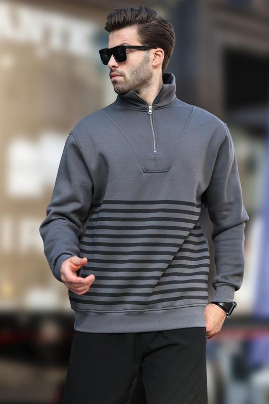 MDX Fume Zippered Striped Sweatshirt 7056 - Viterbo