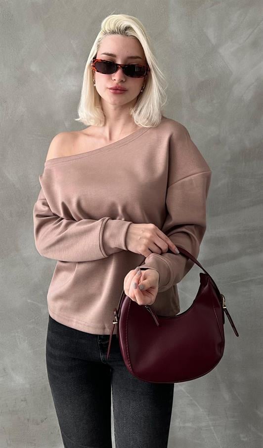 MDX Beige Boat Neck Basic Sweatshirt MG2228 - Novato
