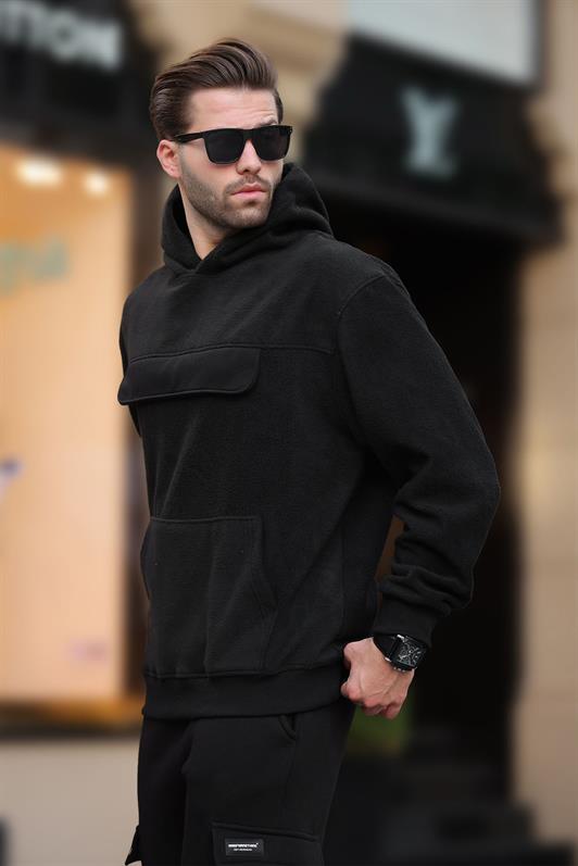 MDX Black Hooded Hooded Pocket Detailed Men's Sweatshirt 7097 - Ocozocoautla de Espinosa
