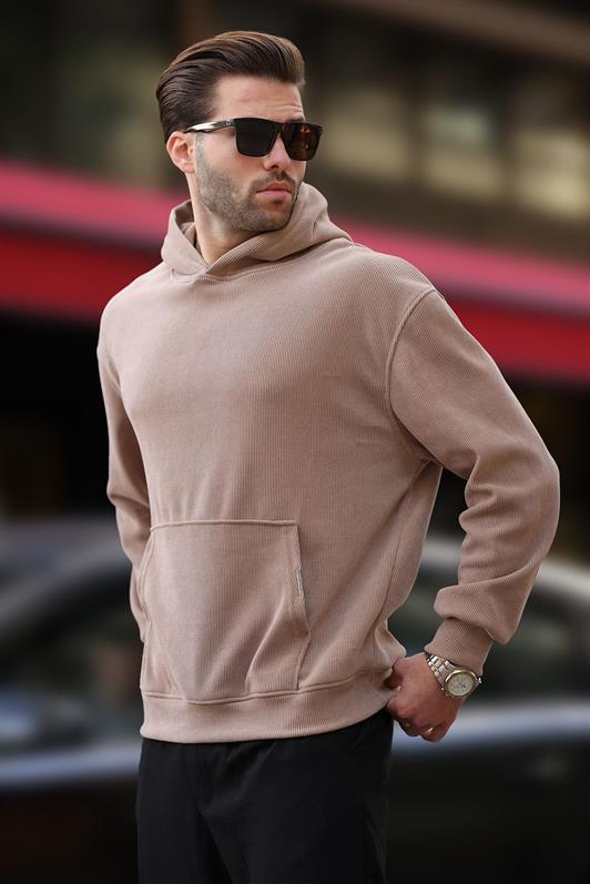 MDX Taba Hooded Textured Sweatshirt with Pocket Detail E7101 - Beaumont