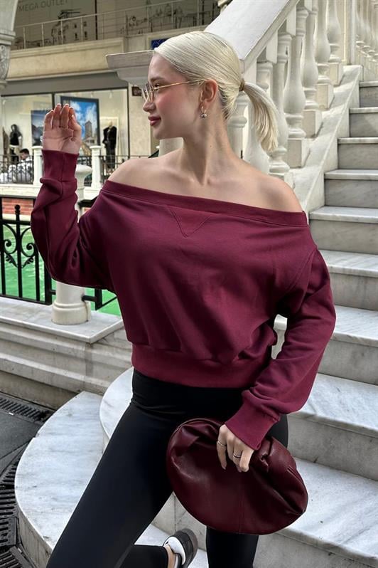 MDX Burgundy Boat Neck Women's Sweatshirt MG2239 - New Plymouth