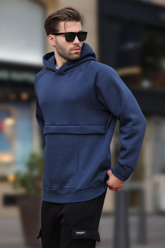 MDX Navy Blue Hooded Pocket Detailed Men's Sweatshirt 7092 - Azuqueca de Henares